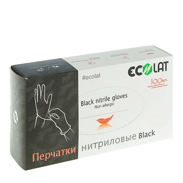 ECOLAT Перчатки нитрил черные S Ecolat 100 шт