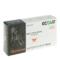 Перчатки нитрил черные S Ecolat 100 шт, ECOLAT