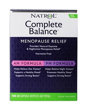 NATROL Добавка биологически активная к пище Комплит баланс фор менопауз AP/PM / Complete Balance for menopause AM&PM formula 60 капсул