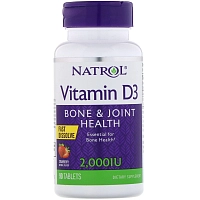 NATROL Добавка биологически активная к пище Витамин D3 МЕ 2000 / Vitamin D3 2,000 IU F/D 90 быстрорастворимых таблеток, фото 1