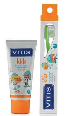 DENTAID Набор детский в мягком пенале (зубная паста 50 мл, зубная щетка очень мягкая) Kids Kit