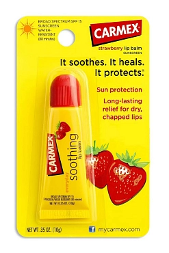 CARMEX Бальзам для губ со вкусом клубники в тубе / Everyday Soothing Lip Balm Strawberry Tube 10гр