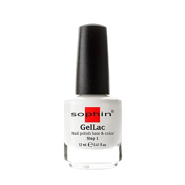 SOPHIN 0654 гель-лак для ногтей 2в1 база+цвет без использования UV/LED лампы, белый 12 мл