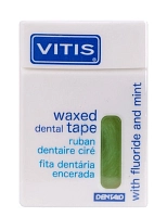 DENTAID Нить межзубная в твердой упаковке Vitis Waxed Dental Tape with Fluoride and Mint 50 м, фото 2