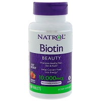 Добавка биологически активная к пище BIOTIN 10 000 mcg FAST DISSOLVE 60 быстрорастворимых таблеток, NATROL