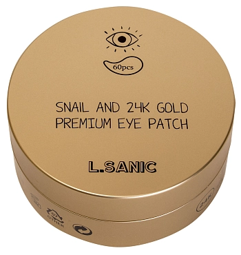 L.SANIC Патчи гидрогелевые с муцином улитки и золотом для области вокруг глаз 60 шт
