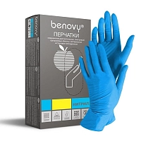 BENOVY Перчатки нитрил голубые М / Benovy 100 шт, фото 3