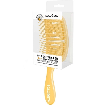 SOLOMEYA Расческа для сухих и влажных волос с ароматом манго MZ005 / Wet Detangler Brush Rectangular Mango
