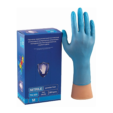 SAFE & CARE Перчатки нитриловые голубые, размер S Safe&Care TN 303 200 шт