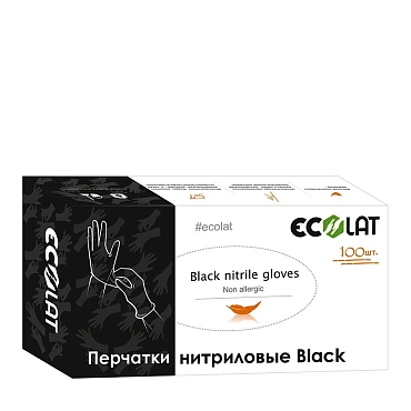 ECOLAT Перчатки нитрил черные S Ecolat 100 шт