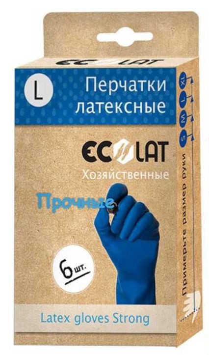 ECOLAT Перчатки хозяйственные латексные, синие, размер L / EcoLat 6 шт
ECOLAT Перчатки хозяйственные латексные, синие, размер L / EcoLat 6 шт