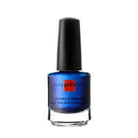 SOPHIN 0366 лак для ногтей, темно-синий шиммерный с металлическим финишем / Blue Lagoon Mysterious Midnight 12 мл, фото 1