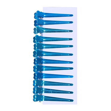 DEWAL PROFESSIONAL Зажим для волос голубой, средний, металл 5,5 см 12 шт/уп