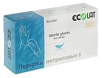 ECOLAT Перчатки нитриловые, голубые, размер S / 5 EcoLat 100 шт, фото 1