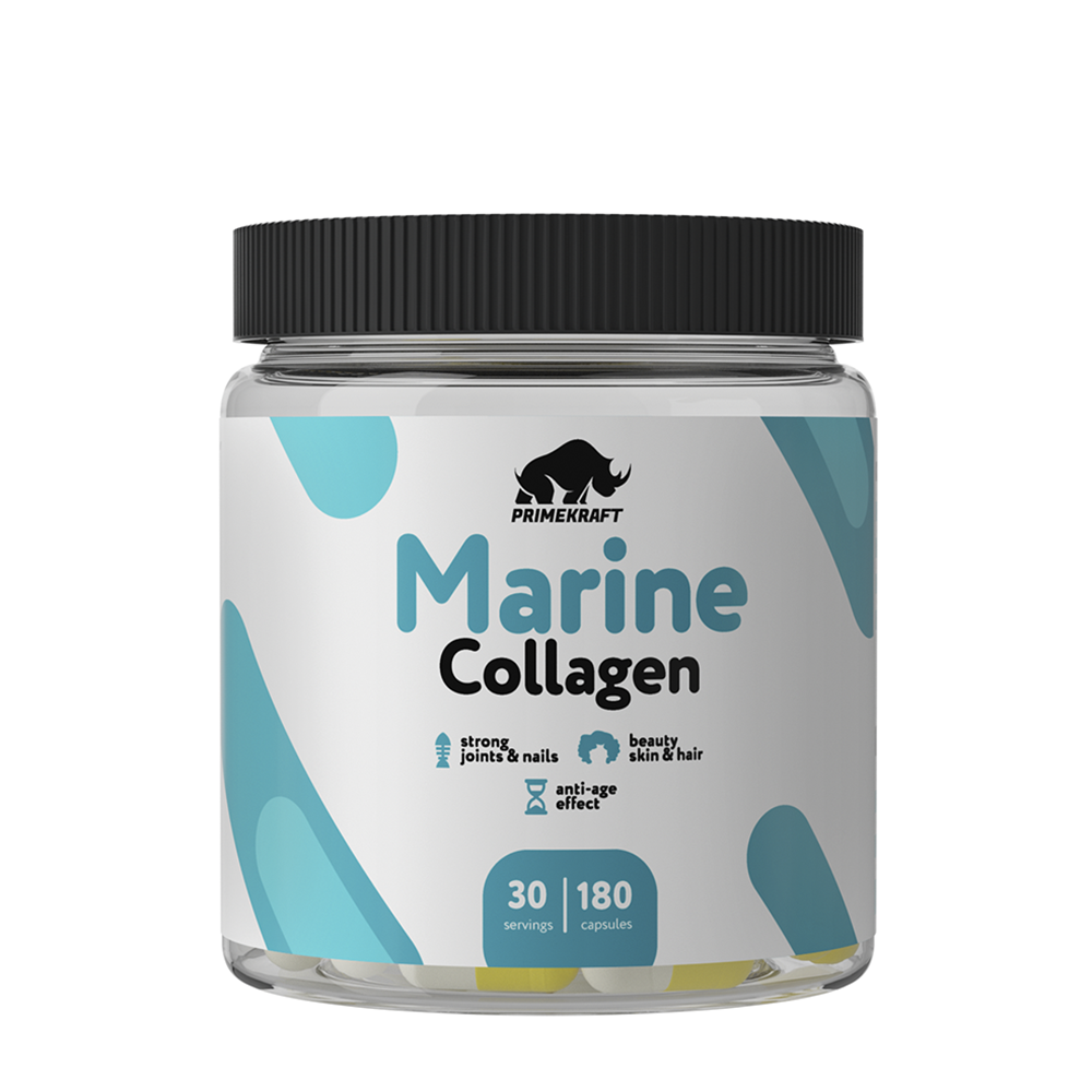 PRIMEKRAFT Биологически активная добавка коллаген морской рыбный натуральный, без добавок / Hydrolyzed marine collagen peptides 180 капсул