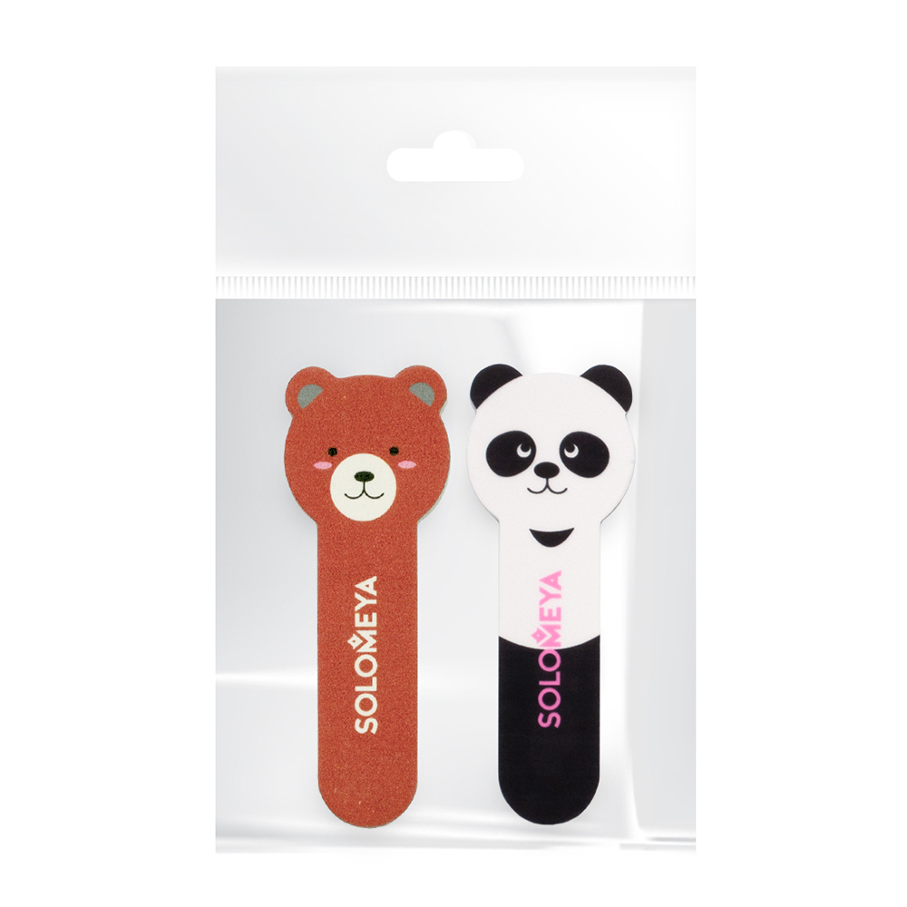 SOLOMEYA Набор для натуральных и искусственных ногтей (пилка Медвежонок и полировщик для ногтей Маленькая панда)