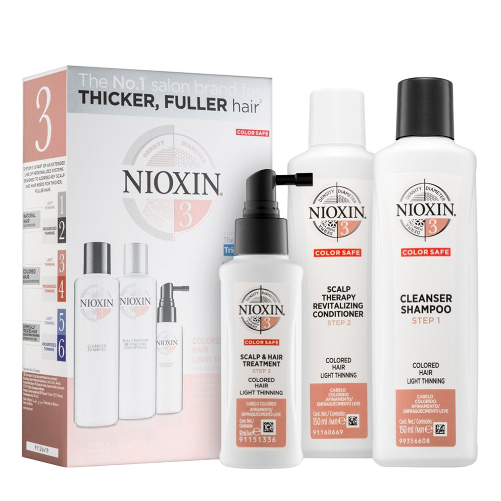 NIOXIN Набор для волос Система 3 (шампунь очищающий 150 мл, кондиционер увлажняющий 150 мл, маска питательная 50 мл) шампунь кондиционер эксклюзивкосметик м лемонгасс и мята 500г х 2 шт