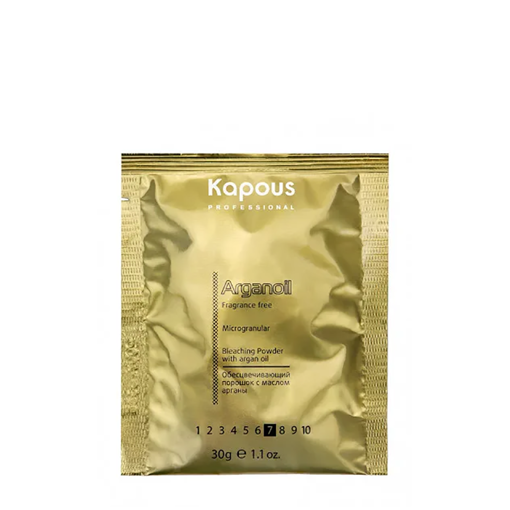 обесцвечивающий порошок kapous с маслом арганы и окислитель 9% KAPOUS Порошок обесцвечивающий для волос с маслом арганы 30 г