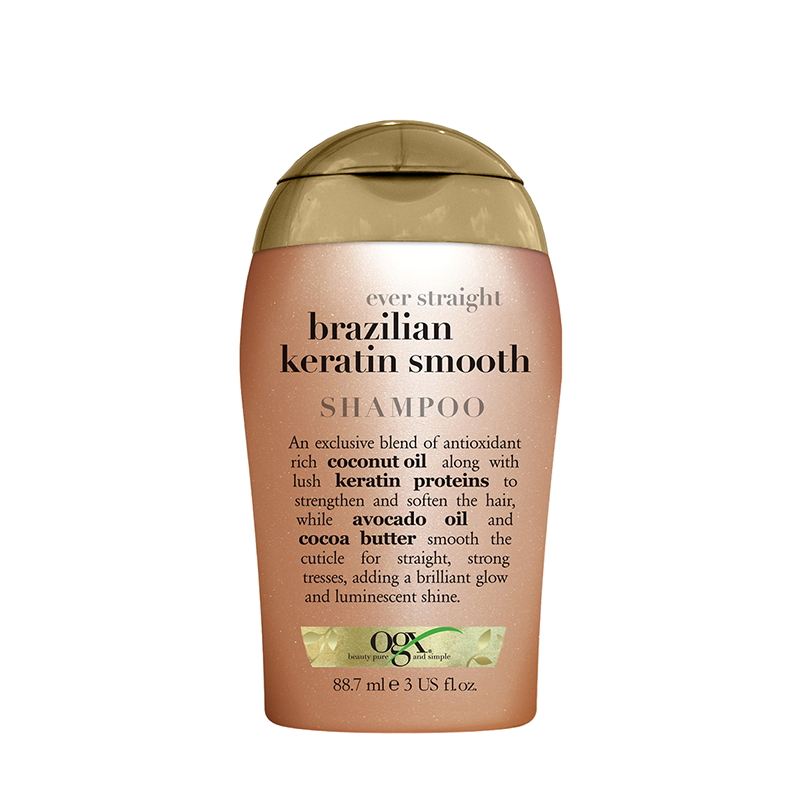 OGX Шампунь разглаживающий для укрепления волос Бразильский кератин тревел / Travel Brazilian Keratin Smooth Shampoo 88,7 мл