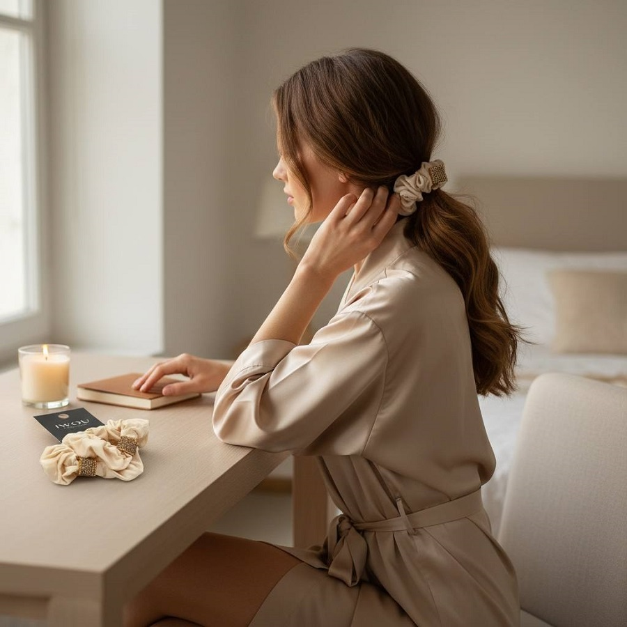 IWOU PROFESSIONAL Резинка для волос Софья теплое молоко 2шт, фото 2