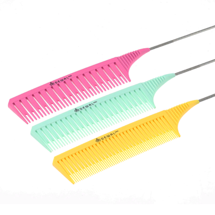 DEWAL PROFESSIONAL Набор расчесок для мелирования с металлическим хвостиком, цветные 26 см, фото 2