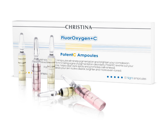 CHRISTINA Ампулы с сывороткой для осветления кожи / FluorOxygen+C PotentC Ampoules (5 дневных и 5 но