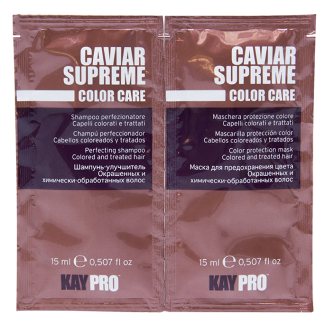 KAYPRO Набор для волос (шампунь 15 мл + маска для окрашенных волос 15 мл) Caviar Supreme