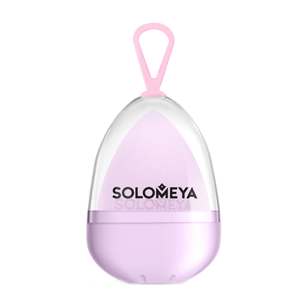 SOLOMEYA Спонж косметический для макияжа меняющий цвет, фиолетовый-розовый / Color Changing blending sponge Purple-pink solomeya двусторонний косметический спонж для макияжа капля drop double ended blending sponge