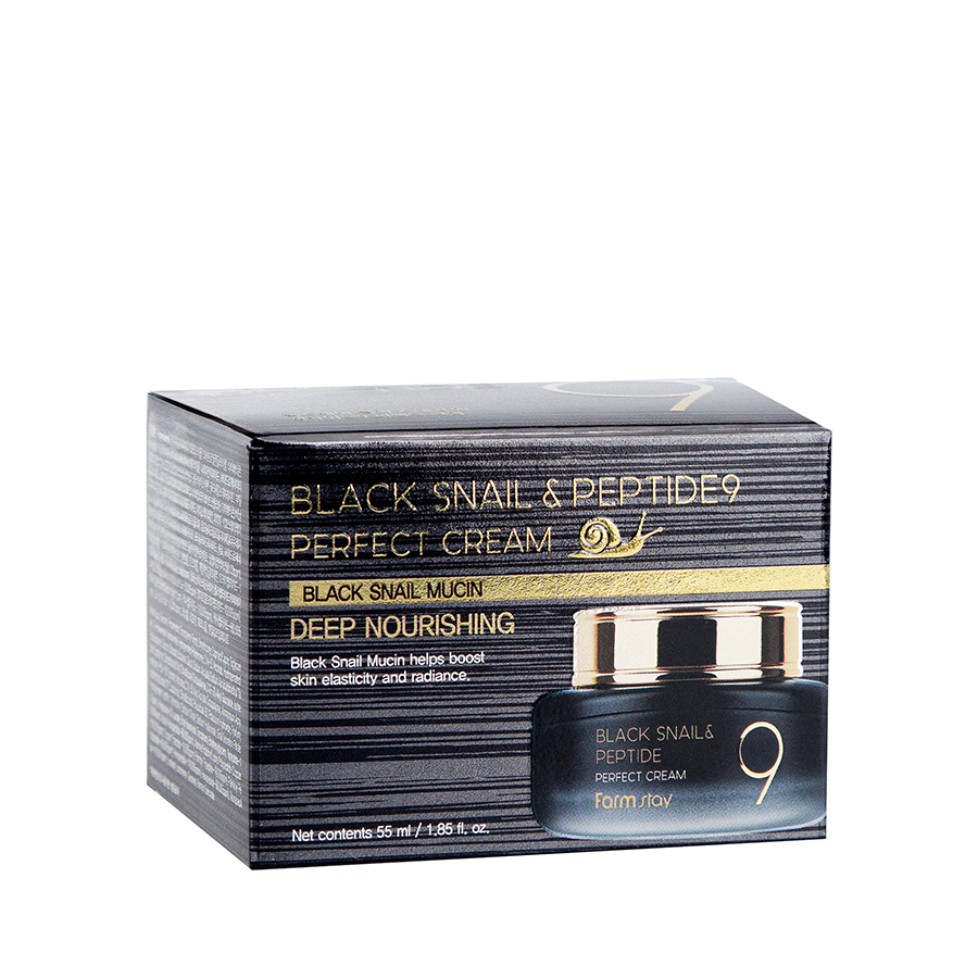 FARMSTAY Крем омолаживающий для лица с пептидами и муцином черной улитки / Black Snail & Peptide9 Perfect Cream 55 мл, фото 2