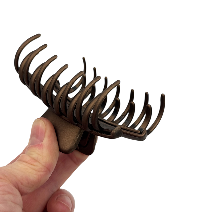 IWOU PROFESSIONAL Краб для волос двухрядный Акула коричневый 8,5см, фото 2