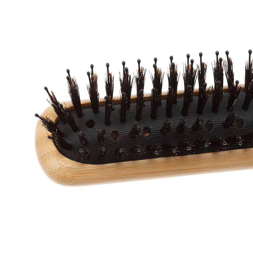 DEWAL PROFESSIONAL Щетка массажная Bamboo деревянная прямоугольная, пластиковый штифт + натуральная щетина, 5 рядов, фото 4