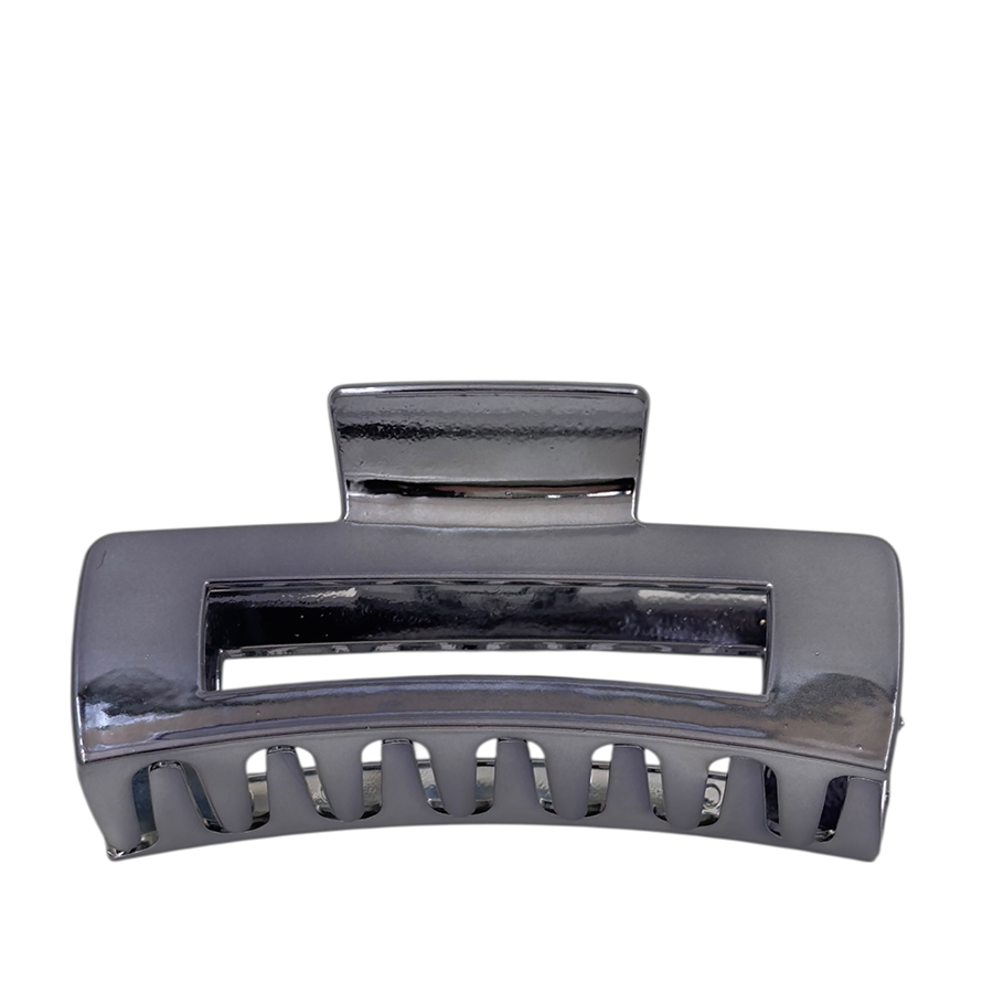 IWOU PROFESSIONAL Краб для волос Зеркальный прямоугольник темное серебро 8,5см, фото 2