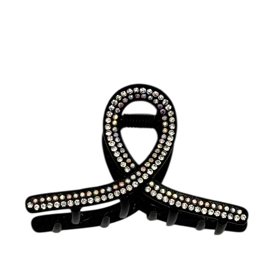 IWOU PROFESSIONAL Краб для волос Элегантная петля черный со стразами 6*4см 1шт, фото 3