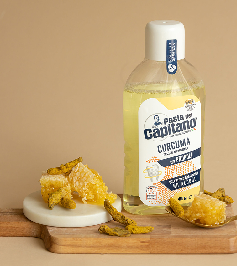 PASTA DEL CAPITANO Ополаскиватель для полости рта комплексная защита Куркума и Прополис / Teeth and Gums Protection Turmeric & Propolis 400 мл, фото 2