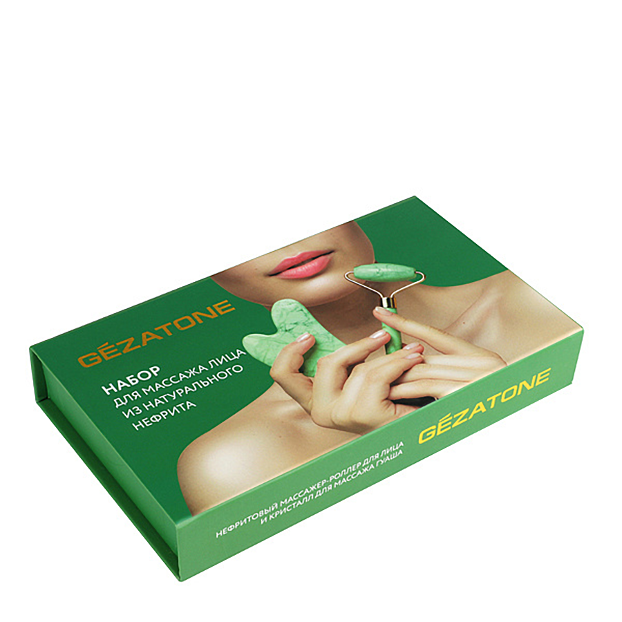 GEZATONE Набор роликовый массажер для лица и кристалл Гуаша из натурального нефрита AMG331, фото 2