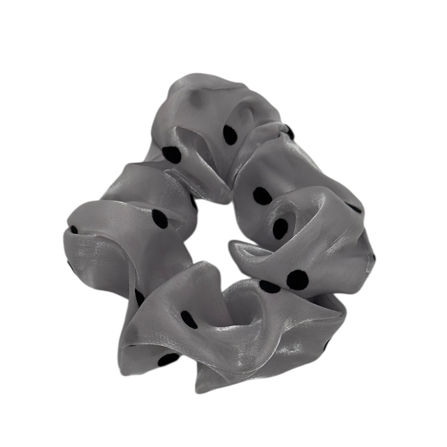 IWOU PROFESSIONAL Резинка для волос Органза в горошек серебро 1шт, фото 2