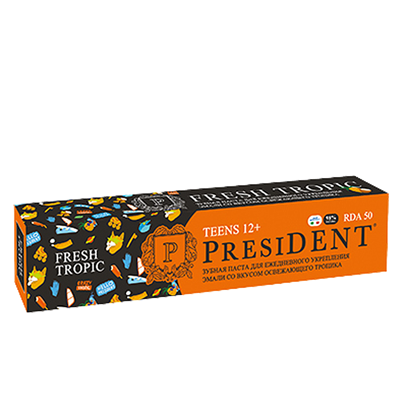 PRESIDENT Паста зубная детская 12+ Fresh tropic (50 RDA) / President 70 г, фото 4