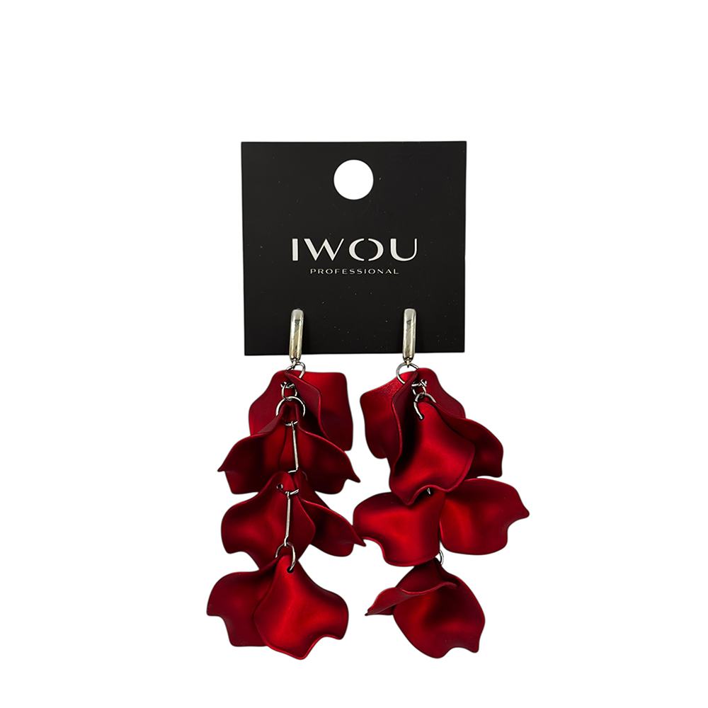 IWOU PROFESSIONAL Серьги Танцующие лепестки красные, фото 1
