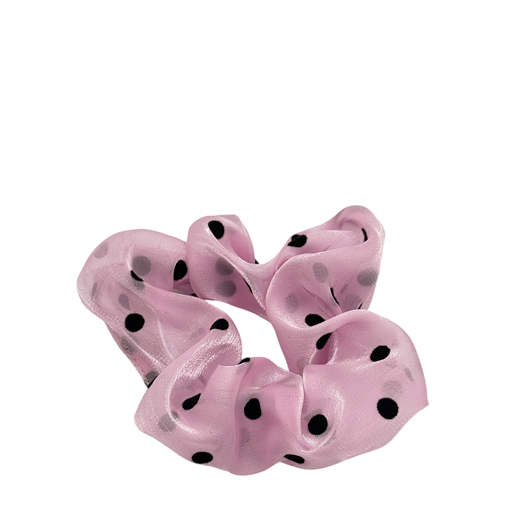 IWOU PROFESSIONAL Резинка для волос Органза в горошек лилово-розовая 1шт, фото 1