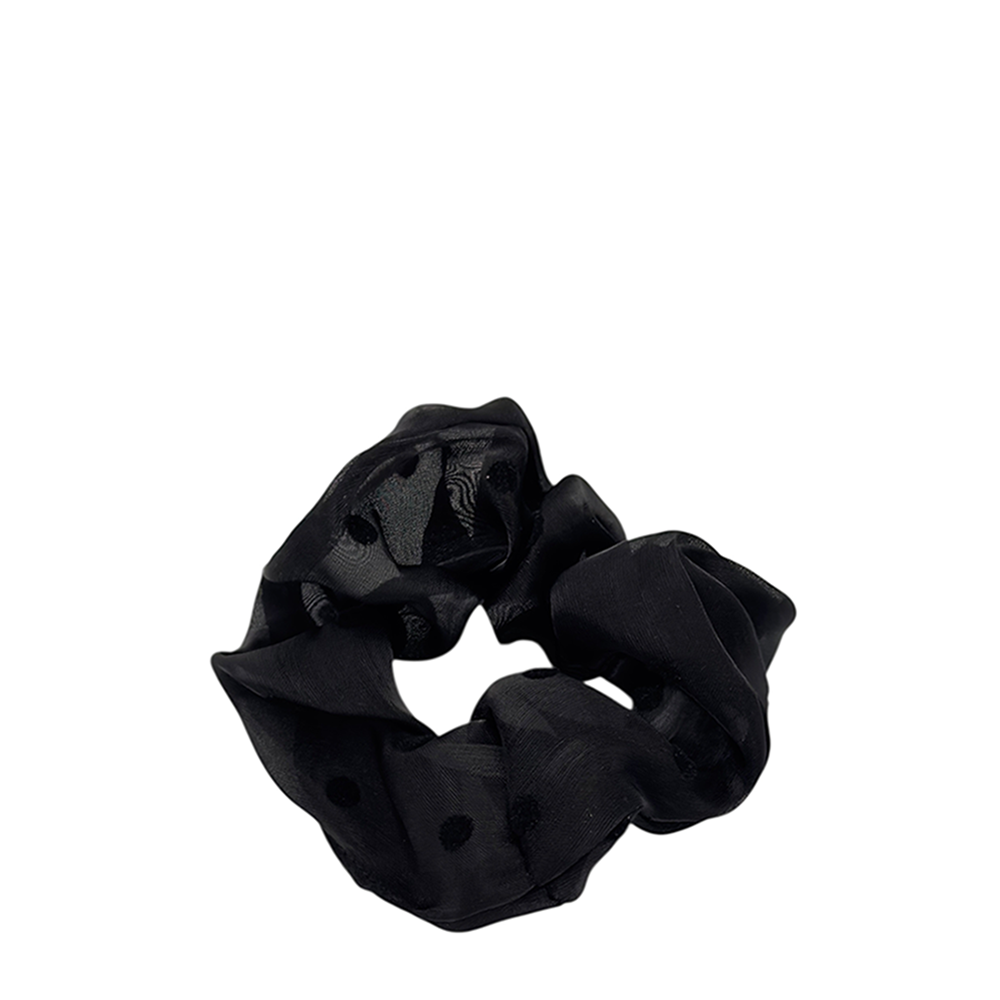 IWOU PROFESSIONAL Резинка для волос Органза в горошек черная 1шт, фото 1