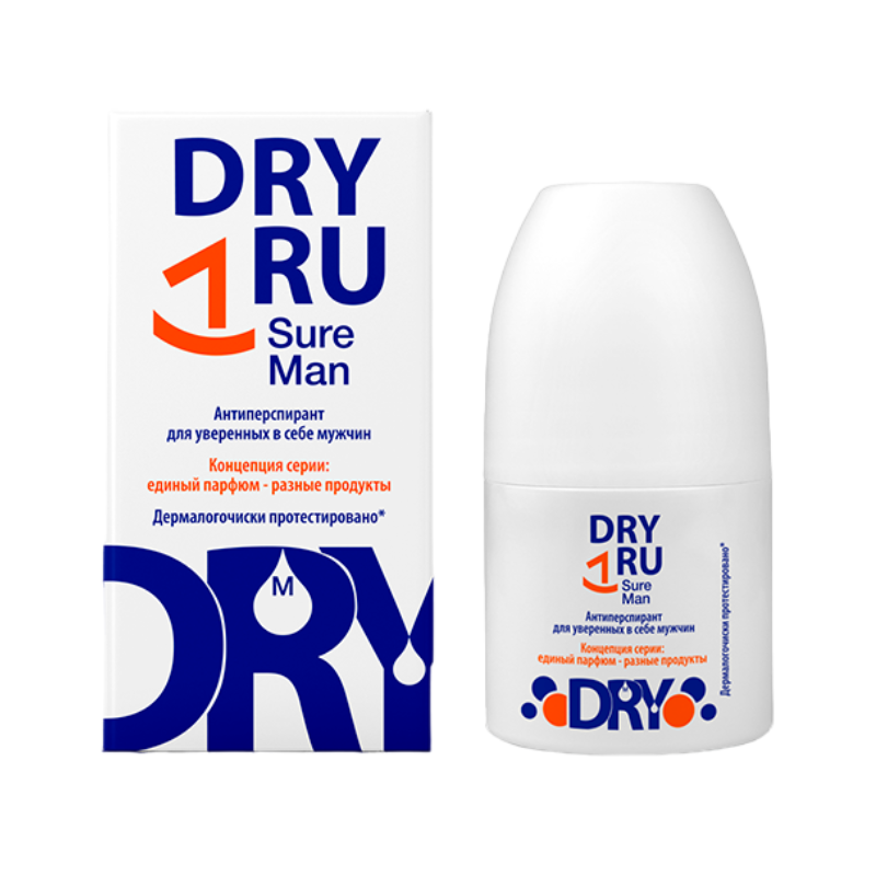 DRY RU Антиперспирант для уверенных в себе мужчин / Sure Man 50 мл белита дезодорант антиперспирант волна свежести active life для мужчин 150
