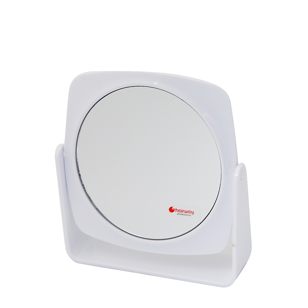 

HAIRWAY Зеркало настольное, двухстороннее, белый пластик, 2-х кратное увеличение, 17х17,5 см / Hairway