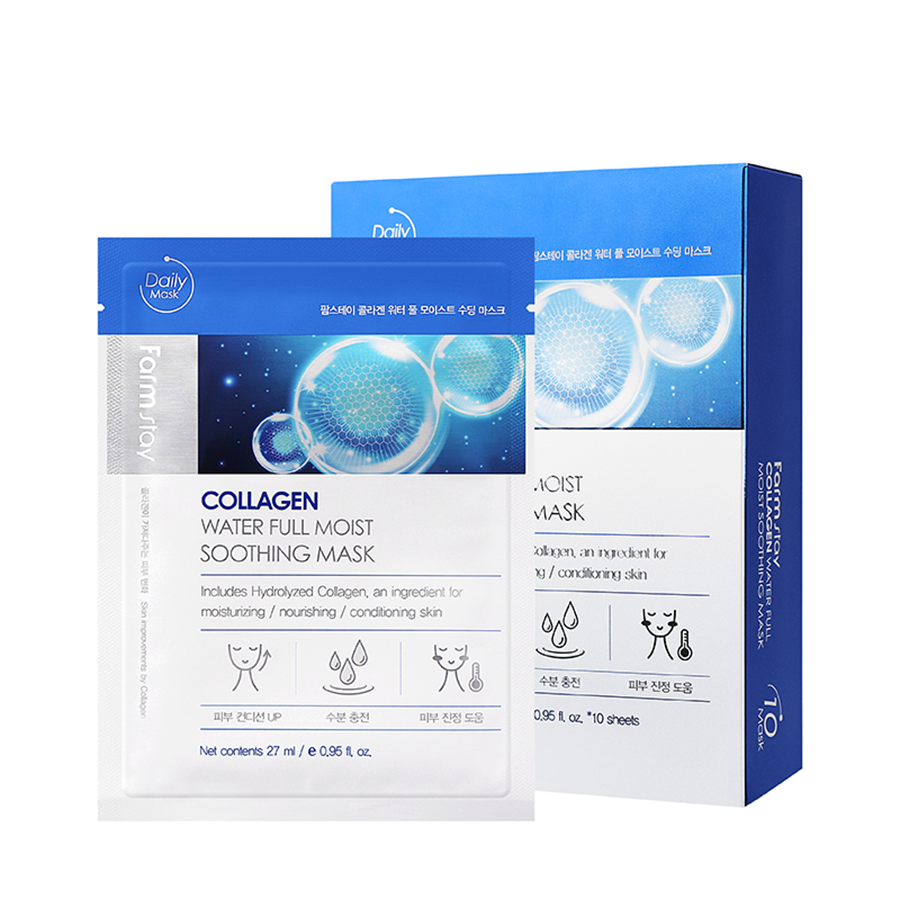 FARMSTAY Маска успокаивающая для лица с коллагеном / Collagen Water Full Moist Soothing Mask 10*27 мл, фото 2