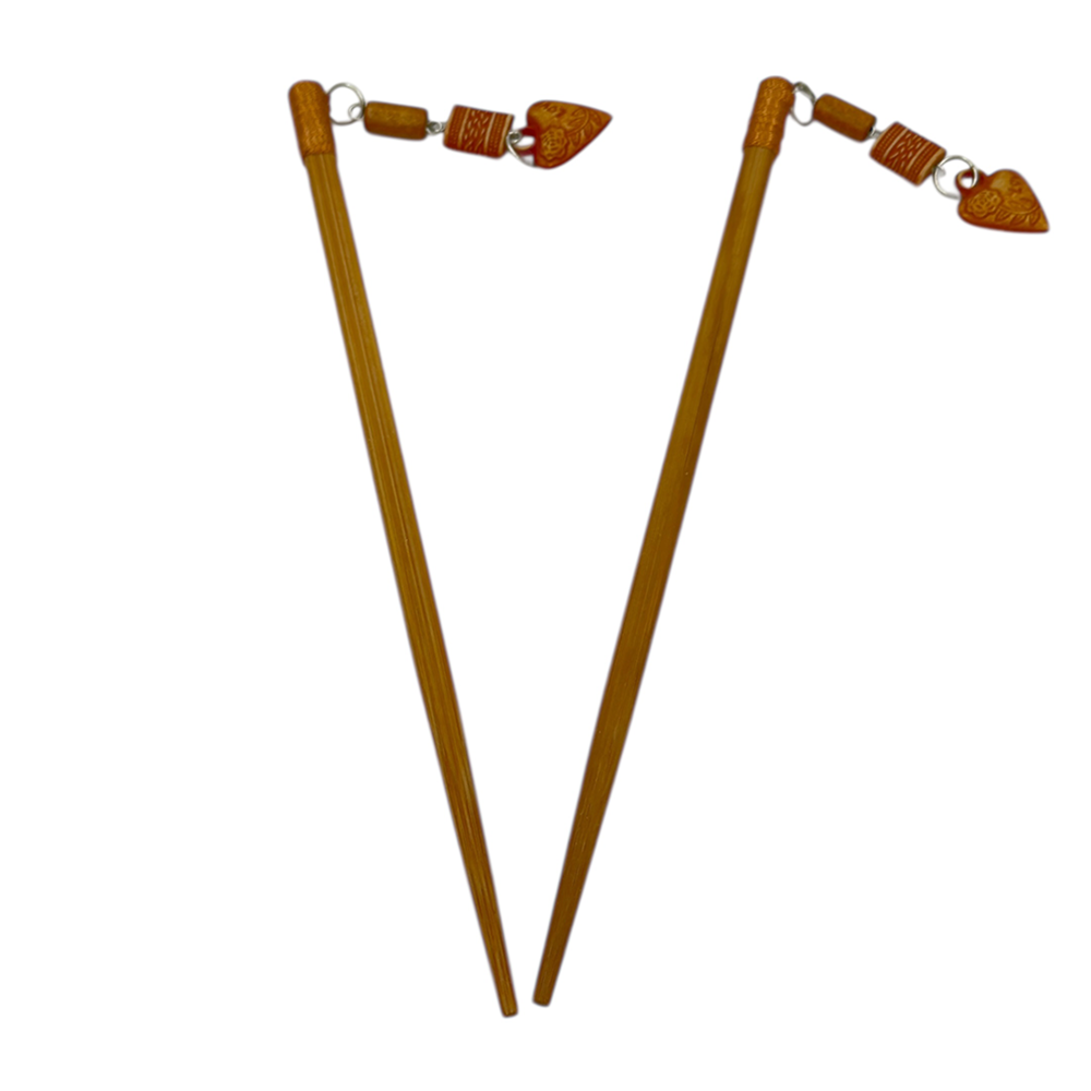 IWOU PROFESSIONAL Шпильки деревянные для волос светло-коричневые 2шт, фото 1