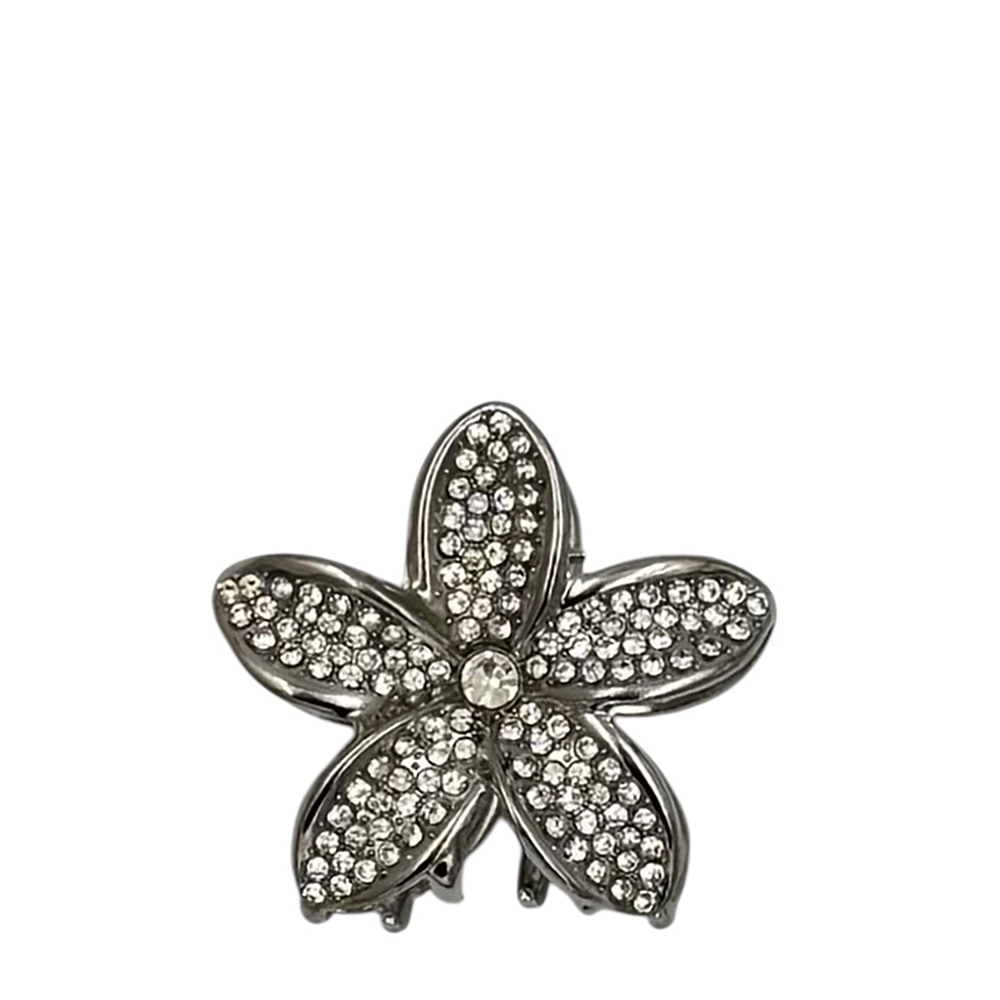 IWOU PROFESSIONAL Краб для волос мини Цветок в стразах серебро 1шт, фото 1