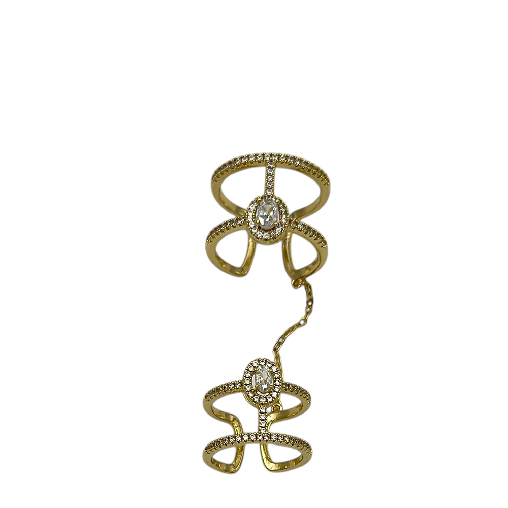 IWOU PROFESSIONAL Кольцо двойное Стразы, фото 1