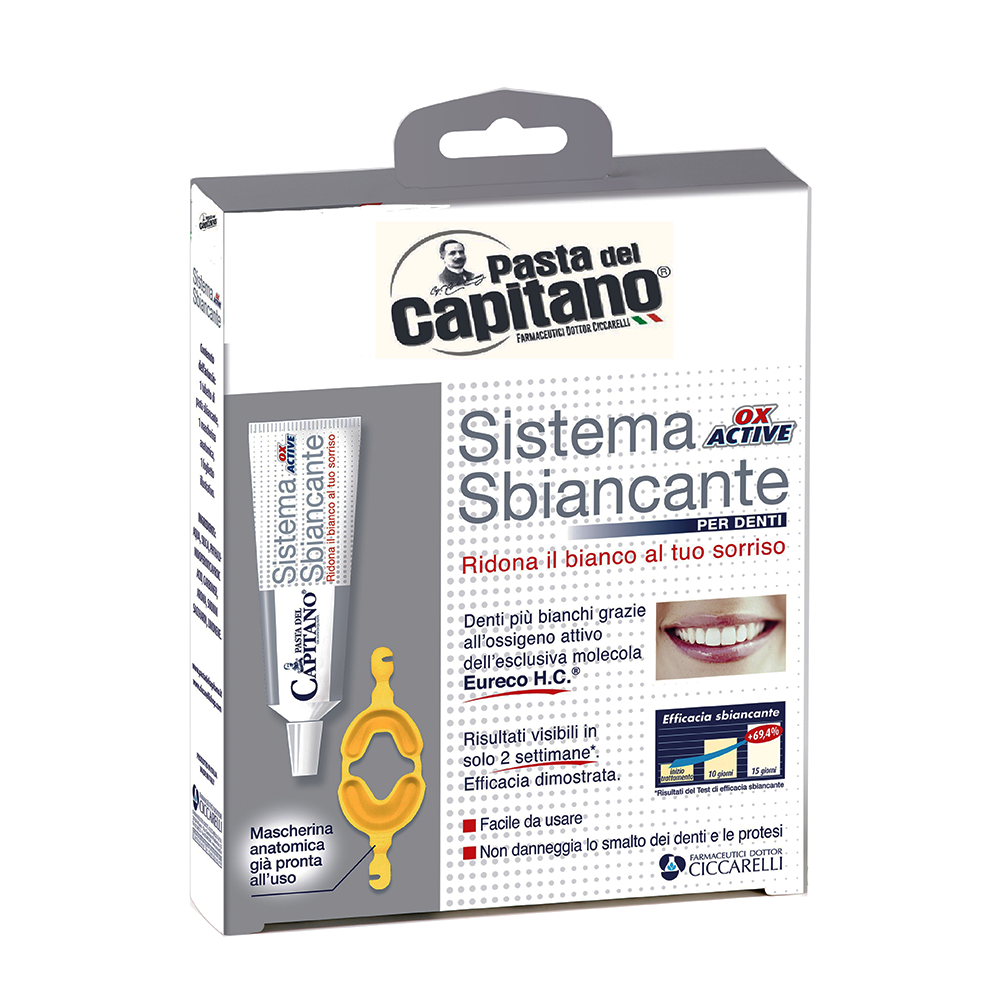 PASTA DEL CAPITANO Набор для отбеливания зубов (зубная паста с активным кислородом 50 мл + капа) Whitening with OX-Active