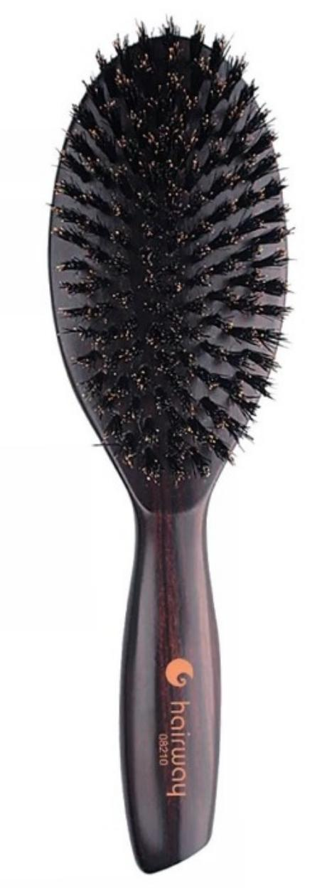 HAIRWAY Щетка Venge деревянная, круглая большая, натуральная щетина 9-рядная lador щетка для волос деревянная mini wooden paddle brush