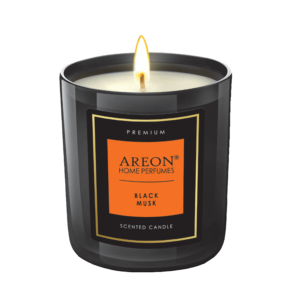 AREON Свеча ароматическая, черный мускус / HOME PERFUMES Black Musk 600 гр свеча ок сливы и мускус