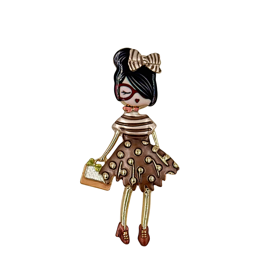 IWOU PROFESSIONAL Брошь-магнит Девочка с сумкой, фото 1